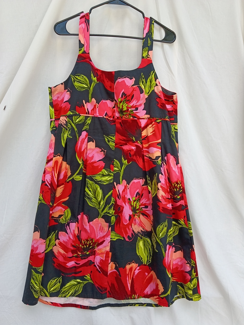 Lane Bryant Black Midi Dress with Red & Pink Floral Print - Picture 2 of 4